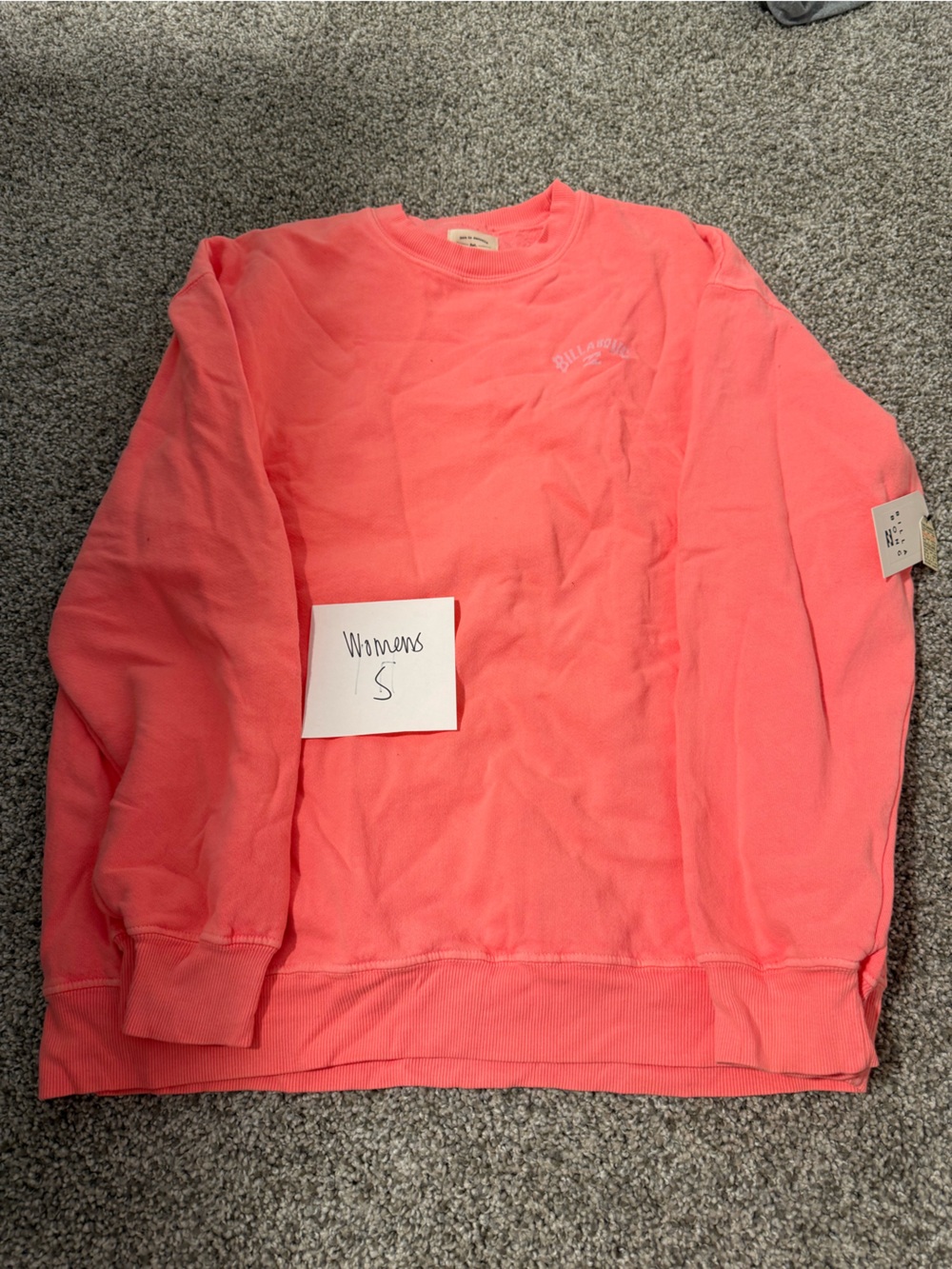 Billabong Women’s Coral Pink Crewneck Sweatshirt Oversized